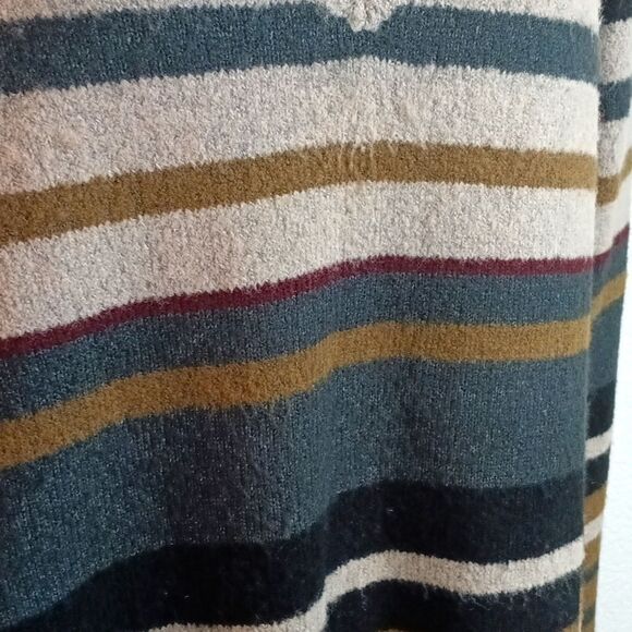 RUE 21 Women's Earth tones V neck long-sleeve stripped tunic sweater sz XL Y2k - Picture 6 of 10